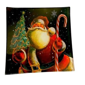 Glass Santa Dish 6” square